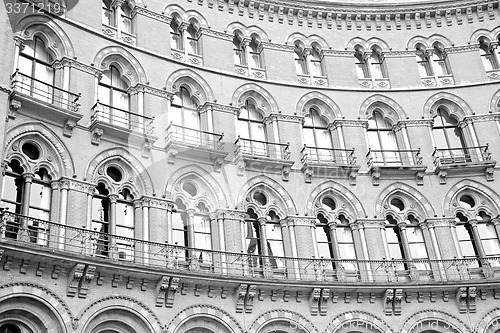 Image of old wall architecture in london england windows and brick exteri