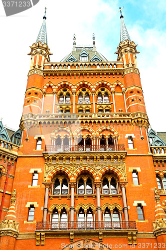 Image of old architecture in london england  brick exterior wall