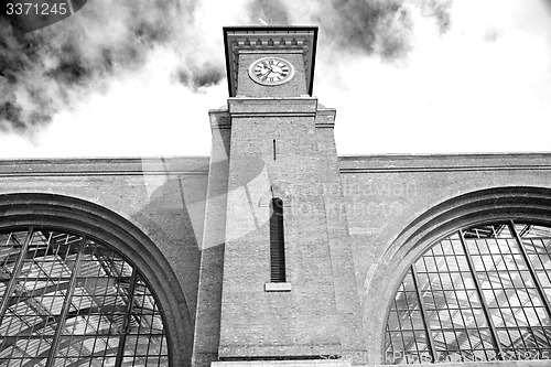 Image of old wall architecture in london england windows and brick exteri