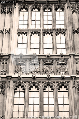 Image of old in london  historical    parliament glass  window    structu