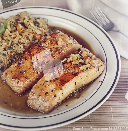 Image of Salmon and Rice with Mushrooms