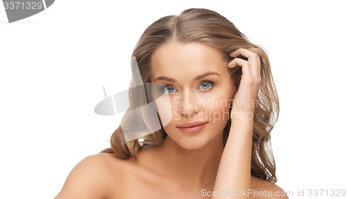 Image of beautiful woman face with long blond hair