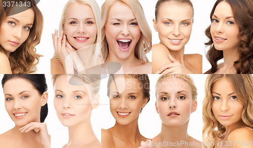 Image of collage of many happy women faces