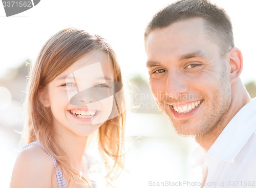 Image of happy father and child girl having fun