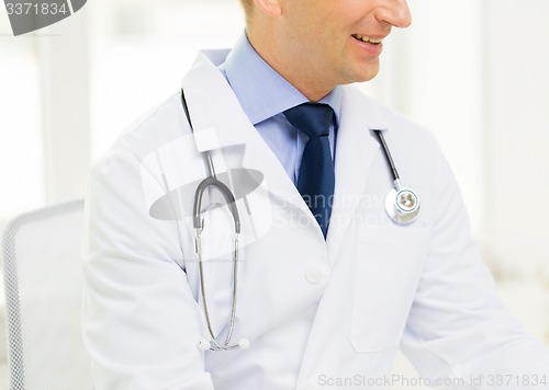 Image of close up of male doctor at office in hospital