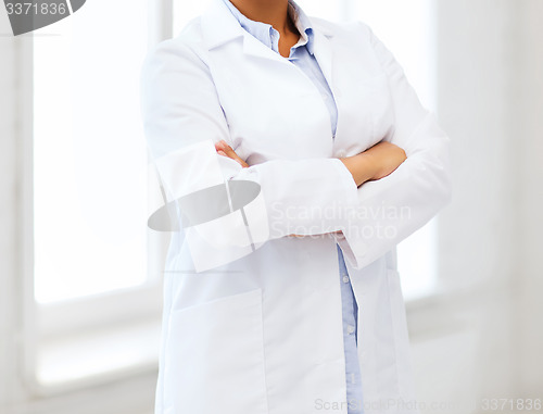 Image of african female doctor in hospital