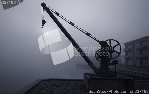 Image of Crane a foggy morning