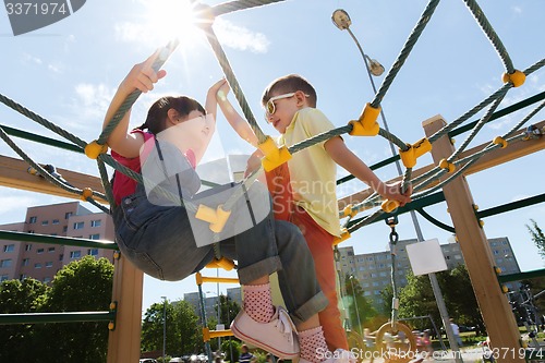Image of group of happy kids on children playground