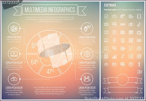 Image of Multimedia Line Design Infographic Template