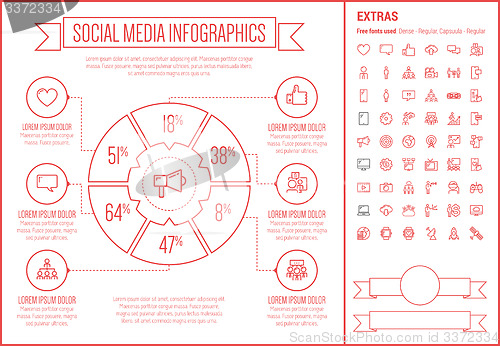 Image of Social Media Line Design Infographic Template