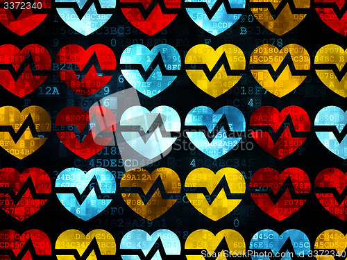 Image of Medicine concept: Heart icons on Digital background