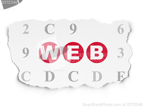 Image of Web development concept: Web on Torn Paper background