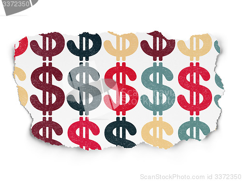 Image of Banking concept: Dollar icons on Torn Paper background