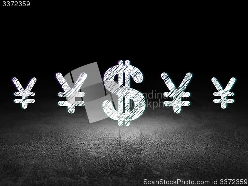 Image of Currency concept: dollar icon in grunge dark room