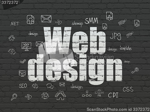 Image of Web development concept: Web Design on wall background