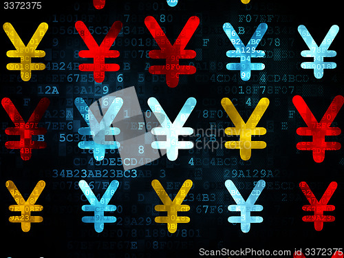 Image of Banking concept: Yen icons on Digital background