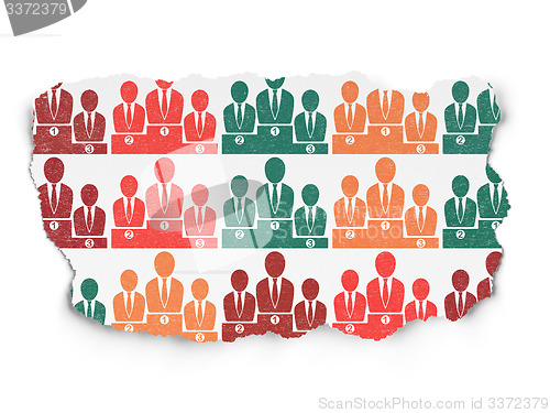 Image of Law concept: Business Team icons on Torn Paper background