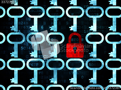 Image of Privacy concept: closed padlock icon on Digital background