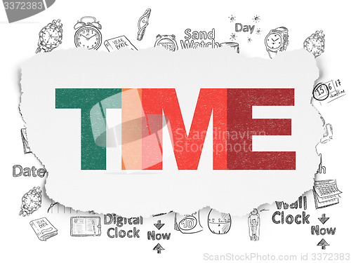 Image of Timeline concept: Time on Torn Paper background