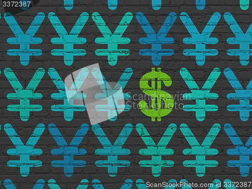 Image of Currency concept: dollar icon on wall background