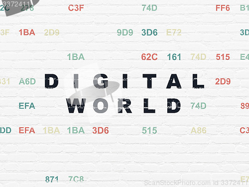 Image of Data concept: Digital World on wall background