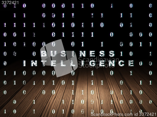 Image of Finance concept: Business Intelligence in grunge dark room