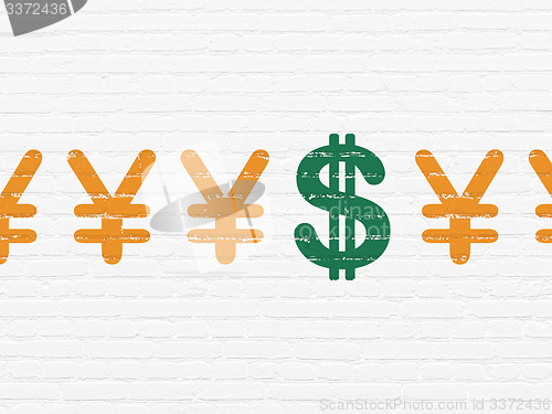 Image of Money concept: dollar icon on wall background