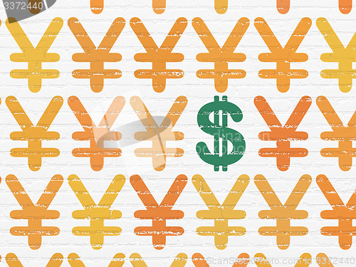 Image of Money concept: dollar icon on wall background