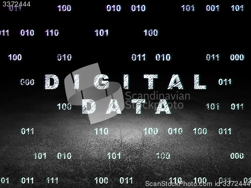 Image of Information concept: Digital Data in grunge dark room