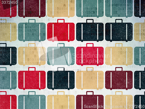 Image of Tourism concept: Bag icons on Digital Paper background