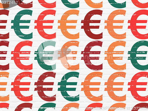 Image of Banking concept: Euro icons on wall background