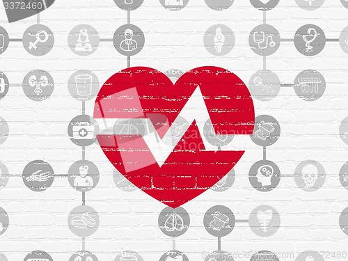 Image of Medicine concept: Heart on wall background