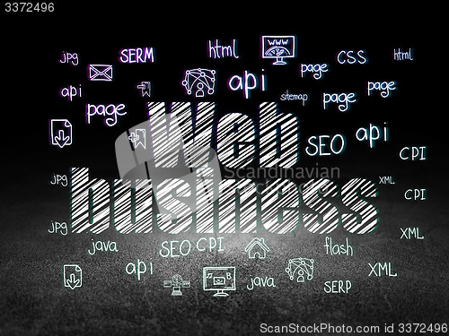 Image of Web design concept: Web Business in grunge dark room