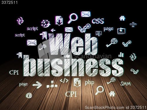 Image of Web development concept: Web Business in grunge dark room