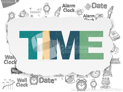 Image of Time concept: Time on Torn Paper background