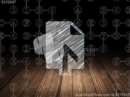Image of Web development concept: Upload in grunge dark room