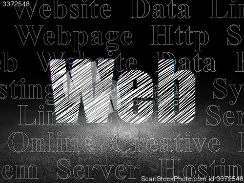 Image of Web development concept: Web in grunge dark room