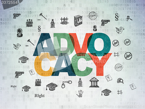 Image of Law concept: Advocacy on Digital Paper background