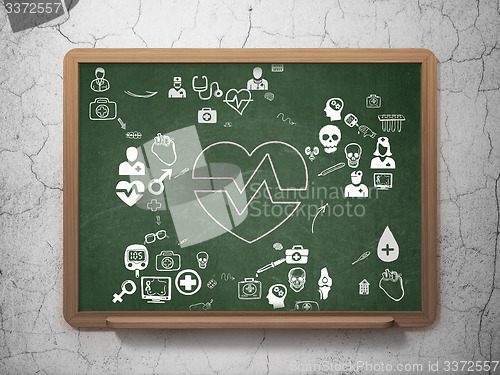 Image of Medicine concept: Heart on School Board background