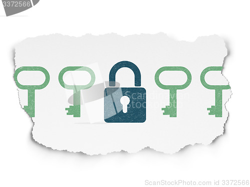 Image of Privacy concept: closed padlock icon on Torn Paper background