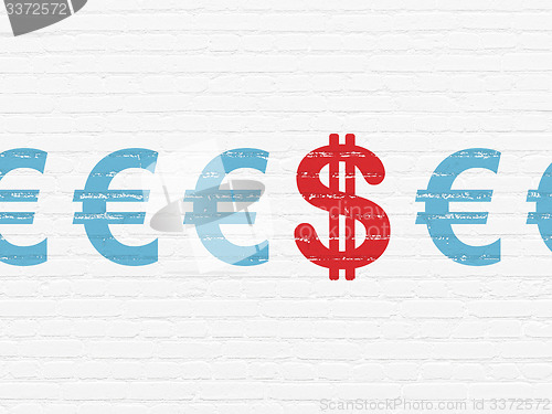 Image of Currency concept: dollar icon on wall background