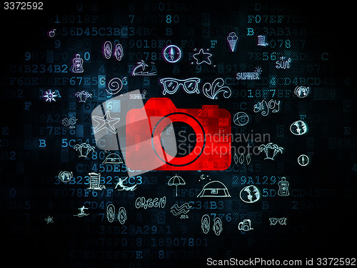 Image of Tourism concept: Photo Camera on Digital background
