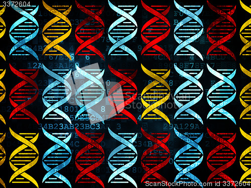 Image of Medicine concept: DNA icons on Digital background