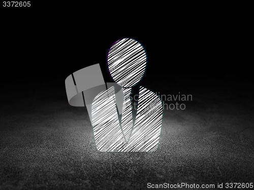 Image of Law concept: Business Man in grunge dark room