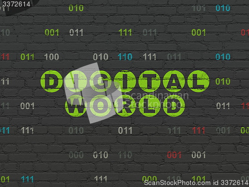 Image of Information concept: Digital World on wall background