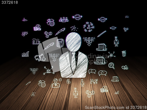 Image of Business concept: Business Man in grunge dark room