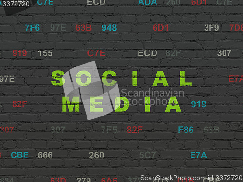 Image of Social network concept: Social Media on wall background