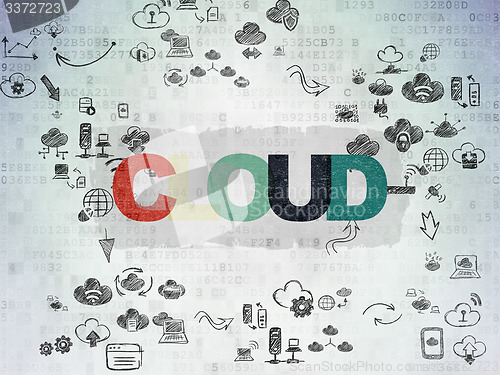Image of Cloud networking concept: Cloud on Digital Paper background