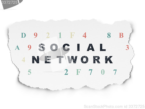 Image of Social media concept: Social Network on Torn Paper background