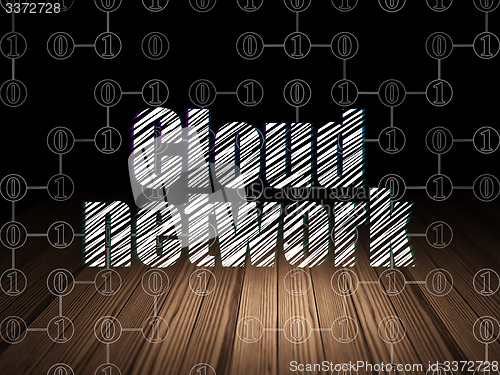 Image of Cloud networking concept: Cloud Network in grunge dark room